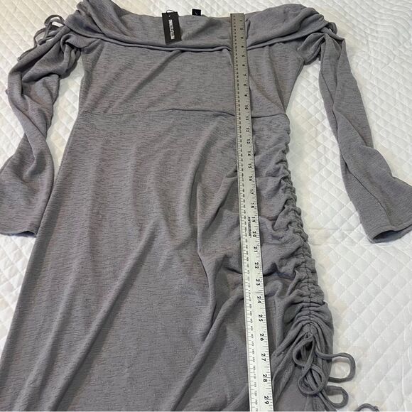 PrettyLittleThing Light Gray Cowl Neck Dress women's Size 12 - Picture 13 of 15